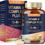Totaria 13-in-1 Super B-Complex Plus C D3 K2 -120 VeganCapsules - High-Potency Energy & Immune Support -Riboflavin, Niacin, Biotin, Folate, B12, Choline, Inositol -Once-a-Day Metabolism & Mood Boost